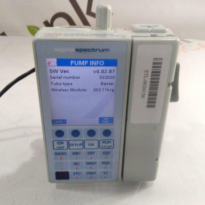 Baxter Sigma Spectrum 6.02.07 with B/G Battery Infusion Pump