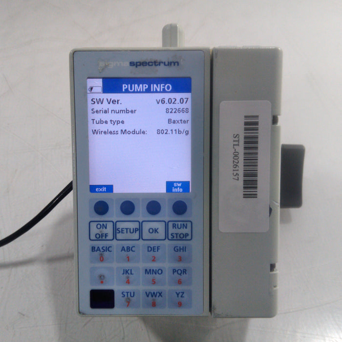 Baxter Sigma Spectrum 6.02.07 with B/G Battery Infusion Pump