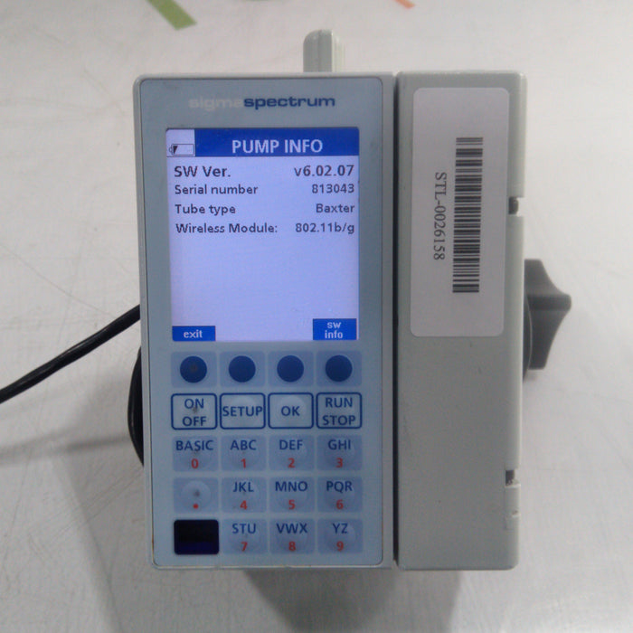 Baxter Sigma Spectrum 6.02.07 with B/G Battery Infusion Pump