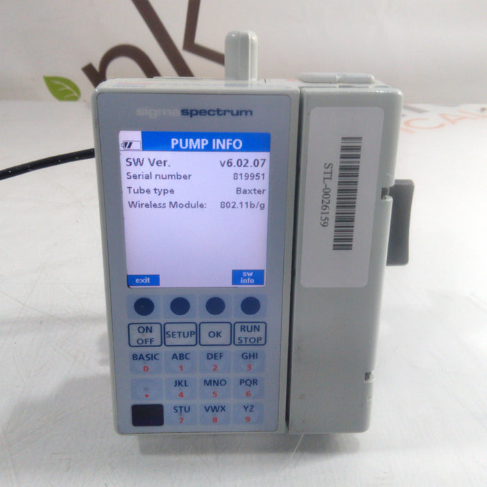 Baxter Sigma Spectrum 6.02.07 with B/G Battery Infusion Pump