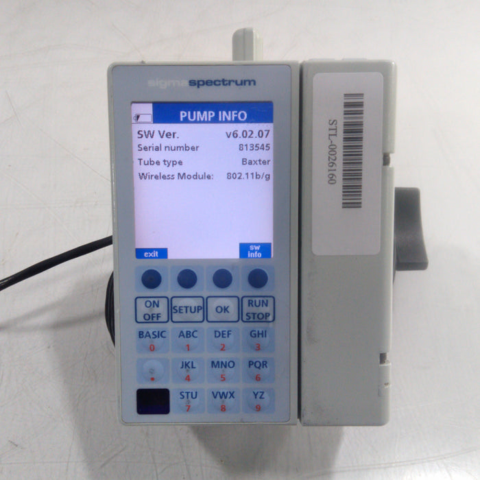 Baxter Sigma Spectrum 6.02.07 with B/G Battery Infusion Pump