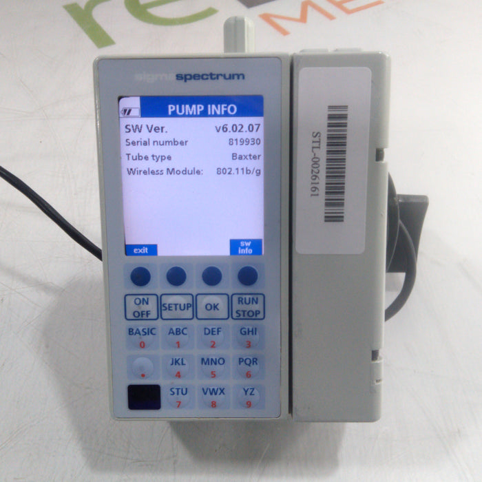 Baxter Sigma Spectrum 6.02.07 with B/G Battery Infusion Pump