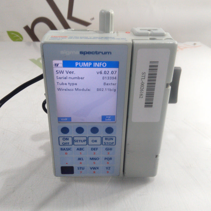 Baxter Sigma Spectrum 6.02.07 with B/G Battery Infusion Pump