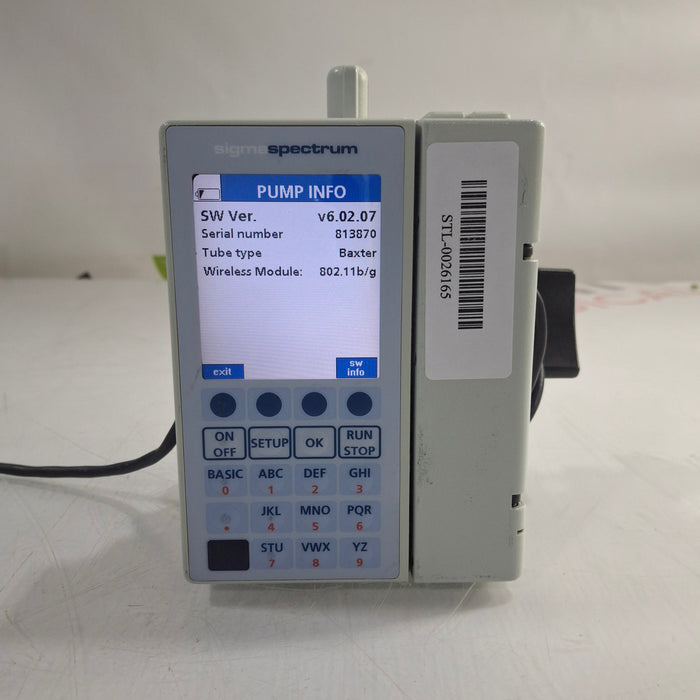 Baxter Sigma Spectrum 6.02.07 with B/G Battery Infusion Pump