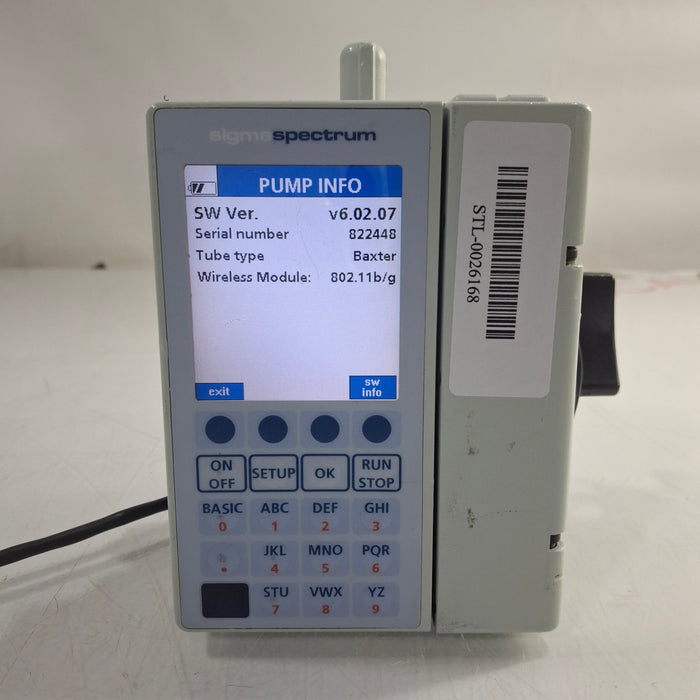 Baxter Sigma Spectrum 6.02.07 with B/G Battery Infusion Pump