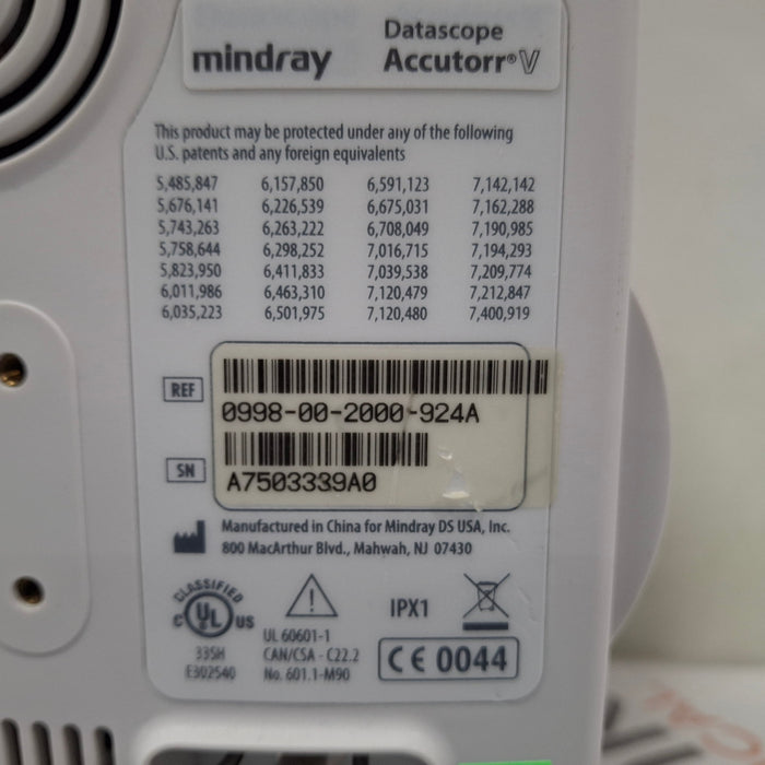 Mindray Datascope Accutorr V Vital Signs Monitor