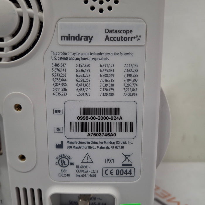 Mindray Datascope Accutorr V Vital Signs Monitor