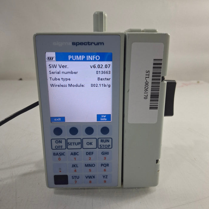 Baxter Sigma Spectrum 6.02.07 with B/G Battery Infusion Pump