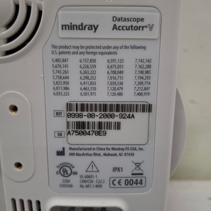 Mindray Datascope Accutorr V Vital Signs Monitor