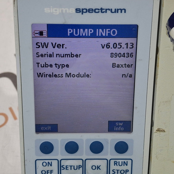 Baxter Sigma Spectrum 6.05.13 with B/G Battery Infusion Pump