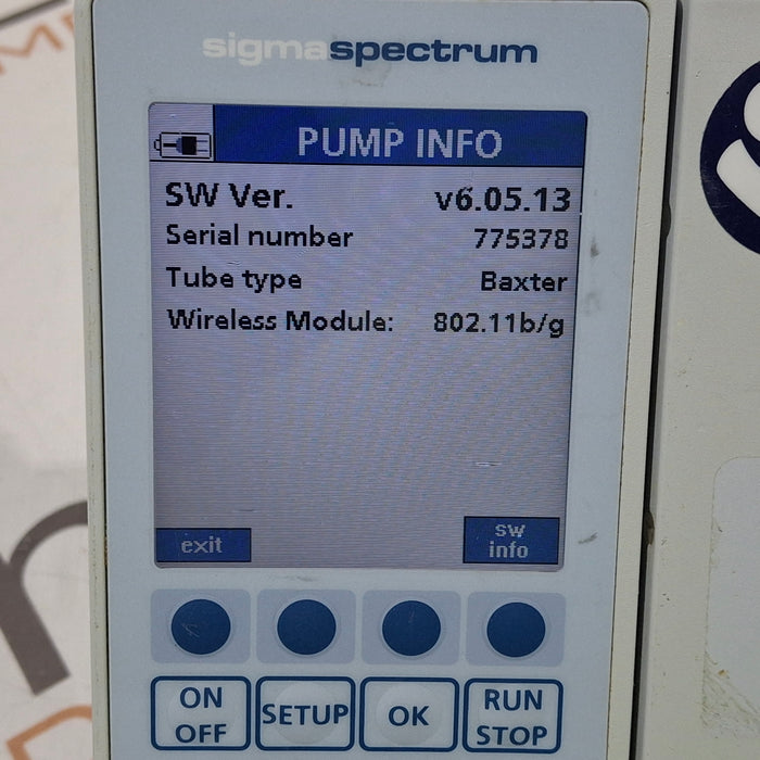 Baxter Sigma Spectrum 6.05.13 with B/G Battery Infusion Pump