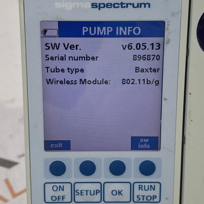 Baxter Sigma Spectrum 6.05.13 with B/G Battery Infusion Pump