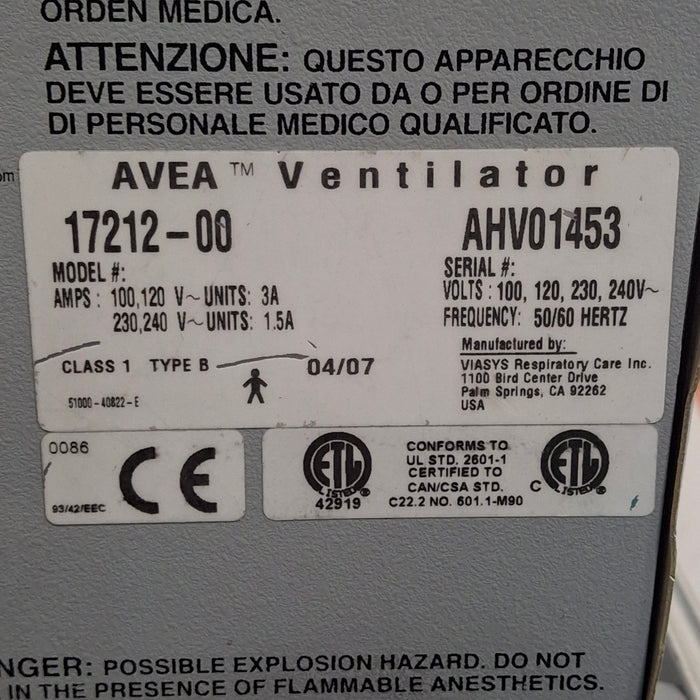 CareFusion CareFusion Avea Ventilator Respiratory reLink Medical