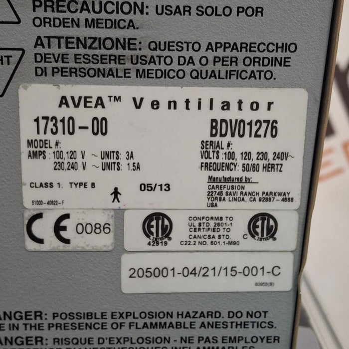 CareFusion CareFusion Avea Ventilator Respiratory reLink Medical