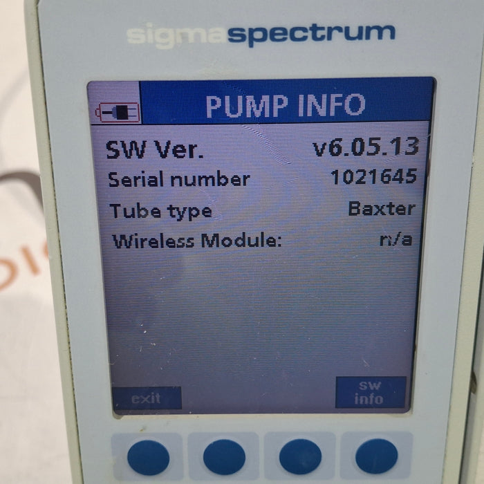 Baxter Sigma Spectrum 6.05.13 with A/B/G/N Battery Infusion Pump