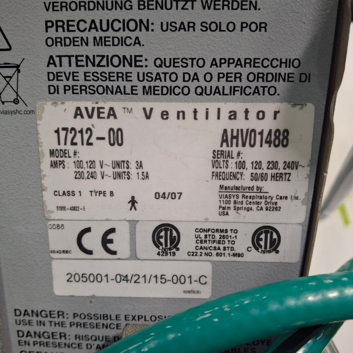 CareFusion CareFusion Avea Ventilator Respiratory reLink Medical