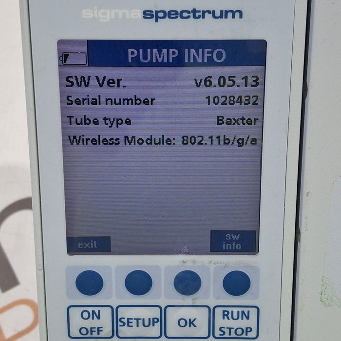 Baxter Sigma Spectrum 6.05.13 with A/B/G/N Battery Infusion Pump