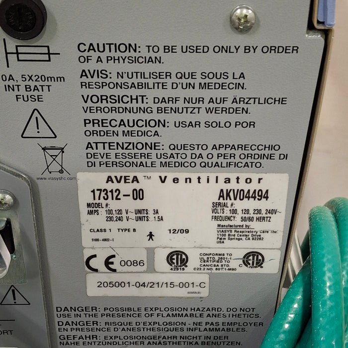 CareFusion CareFusion Avea Ventilator Respiratory reLink Medical