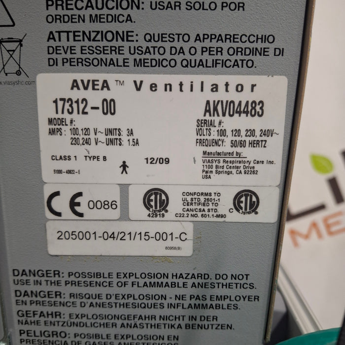 CareFusion CareFusion Avea Ventilator Respiratory reLink Medical