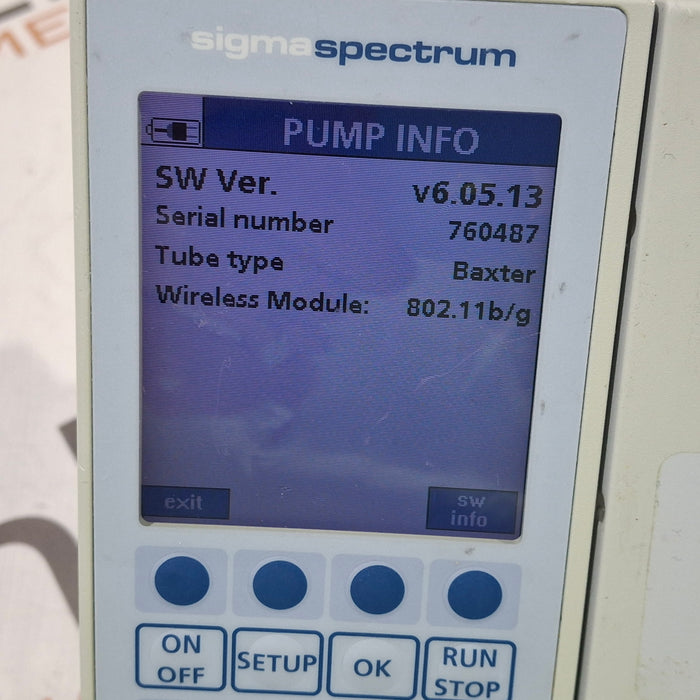 Baxter Sigma Spectrum 6.05.13 with B/G Battery Infusion Pump