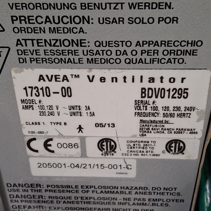 CareFusion CareFusion Avea Ventilator Respiratory reLink Medical