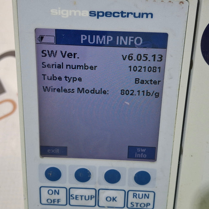 Baxter Sigma Spectrum 6.05.13 with B/G Battery Infusion Pump