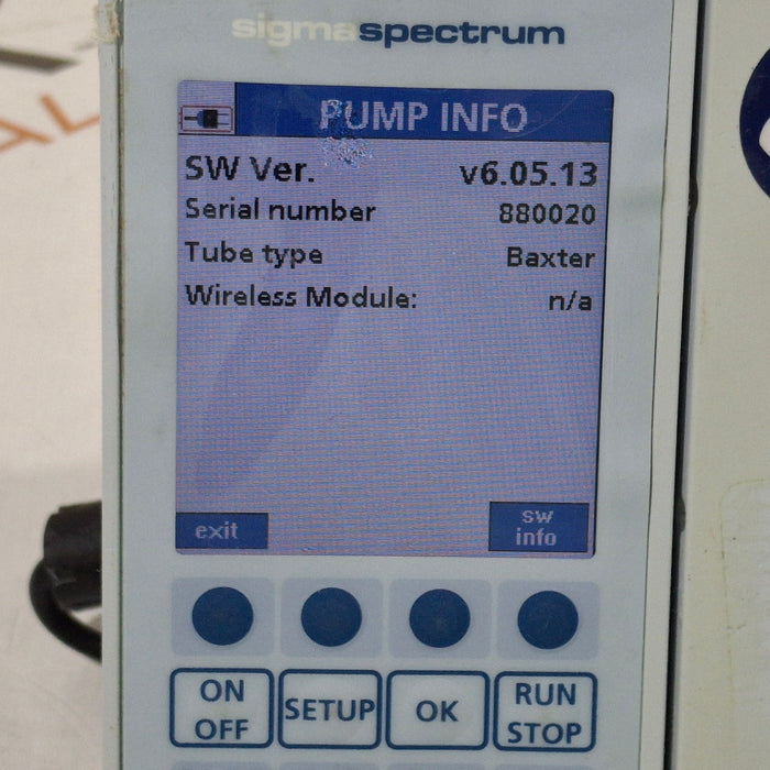 Baxter Sigma Spectrum 6.05.13 with B/G Battery Infusion Pump