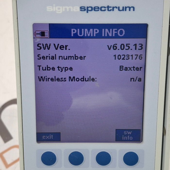 Baxter Sigma Spectrum 6.05.13 with A/B/G/N Battery Infusion Pump