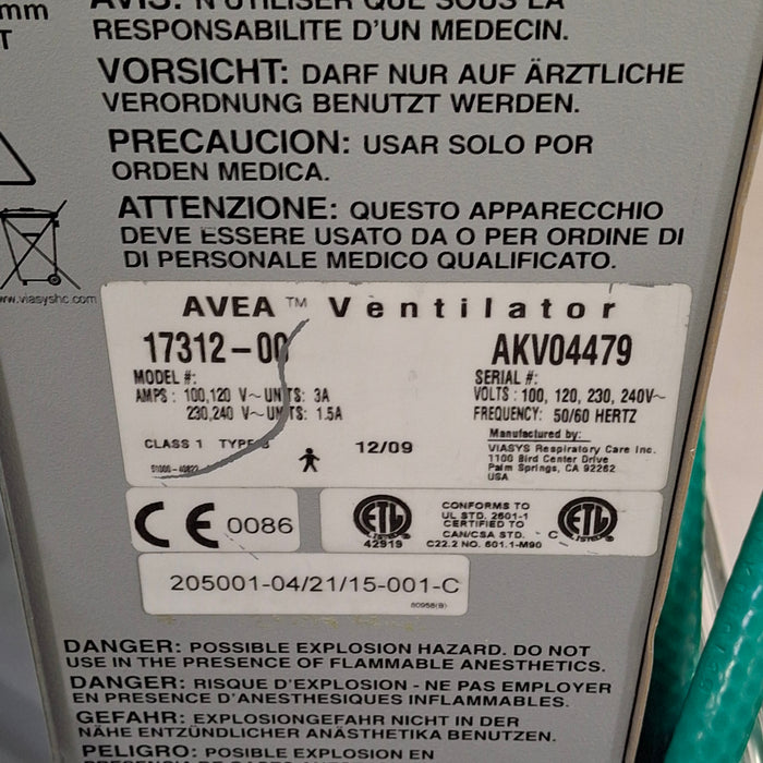 CareFusion CareFusion Avea Ventilator Respiratory reLink Medical