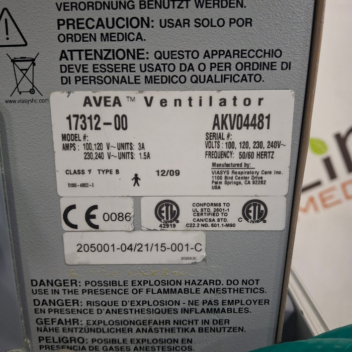 CareFusion CareFusion Avea Ventilator Respiratory reLink Medical