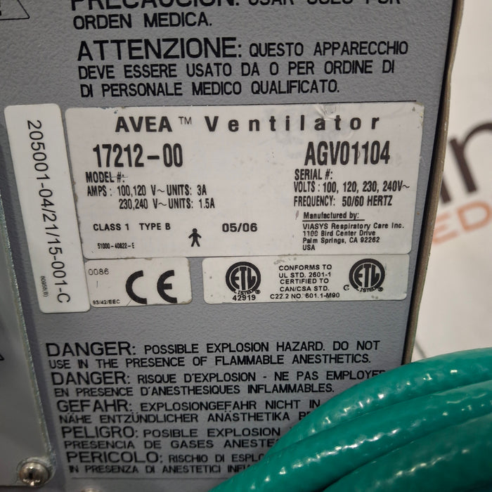 CareFusion CareFusion Avea Ventilator Respiratory reLink Medical