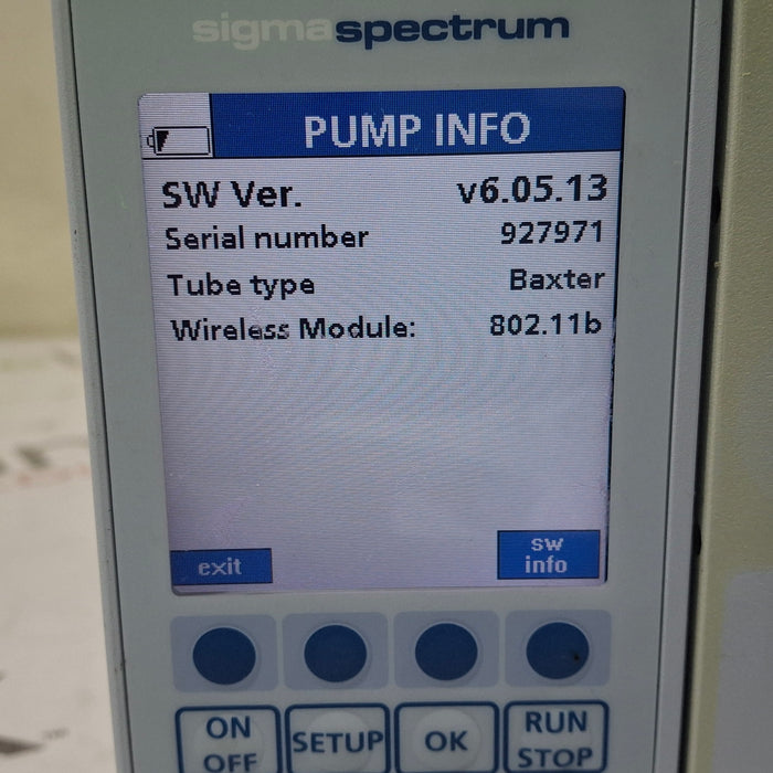 Baxter Sigma Spectrum 6.05.13 with B/G Battery Infusion Pump