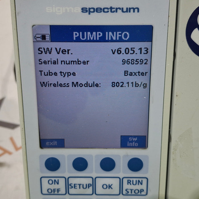 Baxter Sigma Spectrum 6.05.13 with B/G Battery Infusion Pump