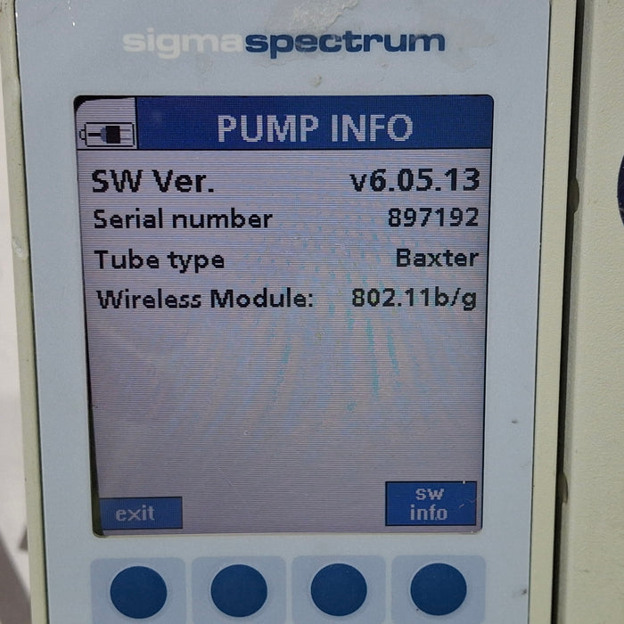 Baxter Sigma Spectrum 6.05.13 with B/G Battery Infusion Pump