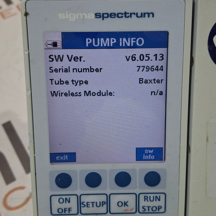 Baxter Sigma Spectrum 6.05.13 with B/G Battery Infusion Pump