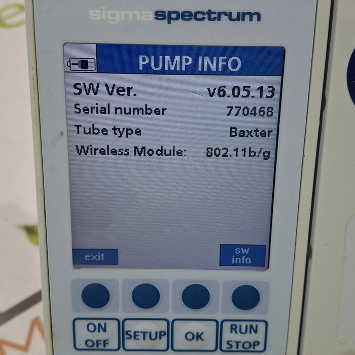 Baxter Sigma Spectrum 6.05.13 with B/G Battery Infusion Pump