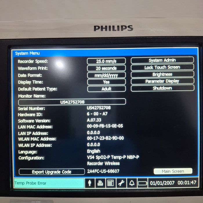 Philips SureSigns VS4 Vital Signs Monitor