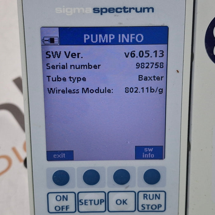 Baxter Sigma Spectrum 6.05.13 with B/G Battery Infusion Pump