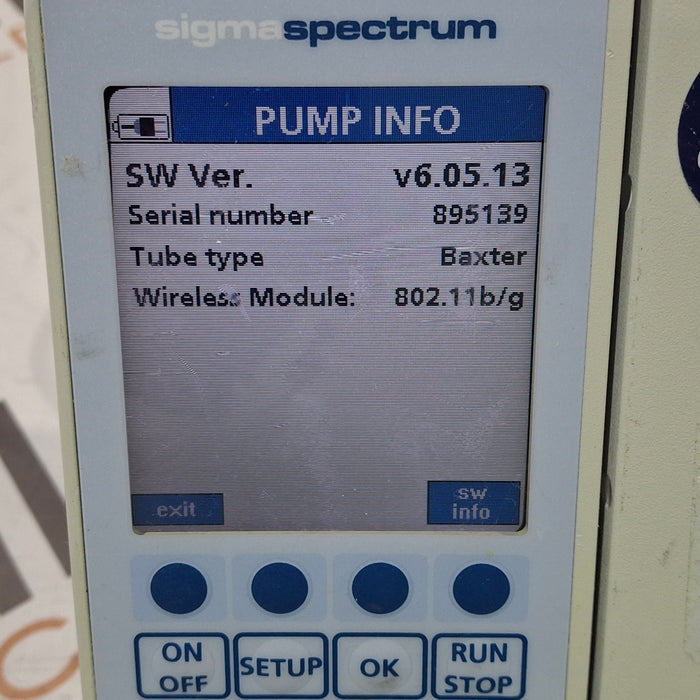 Baxter Sigma Spectrum 6.05.13 with B/G Battery Infusion Pump