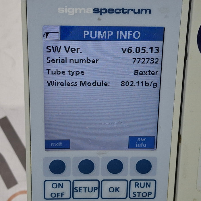 Baxter Sigma Spectrum 6.05.13 with B/G Battery Infusion Pump