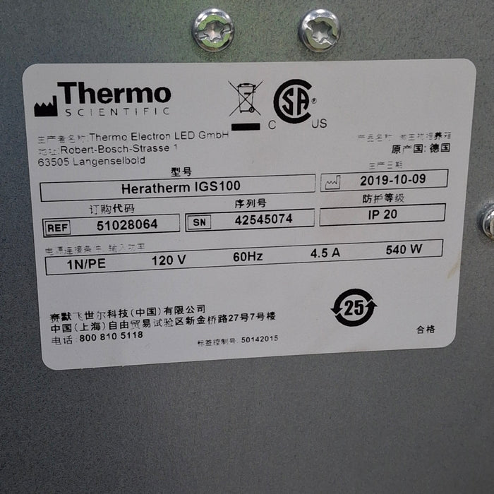 Thermo Scientific Thermo Scientific Heratherm IGS100 Incubator Research Lab reLink Medical
