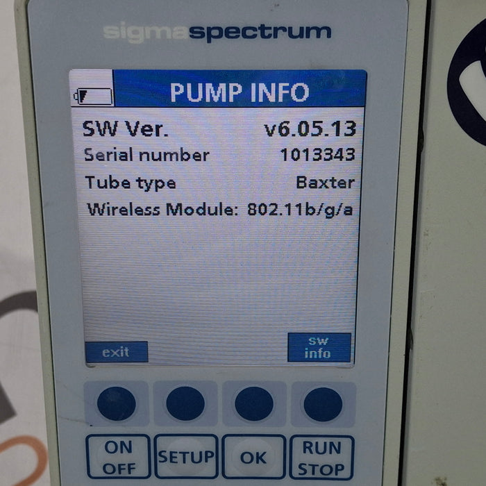 Baxter Sigma Spectrum 6.05.13 with A/B/G/N Battery Infusion Pump