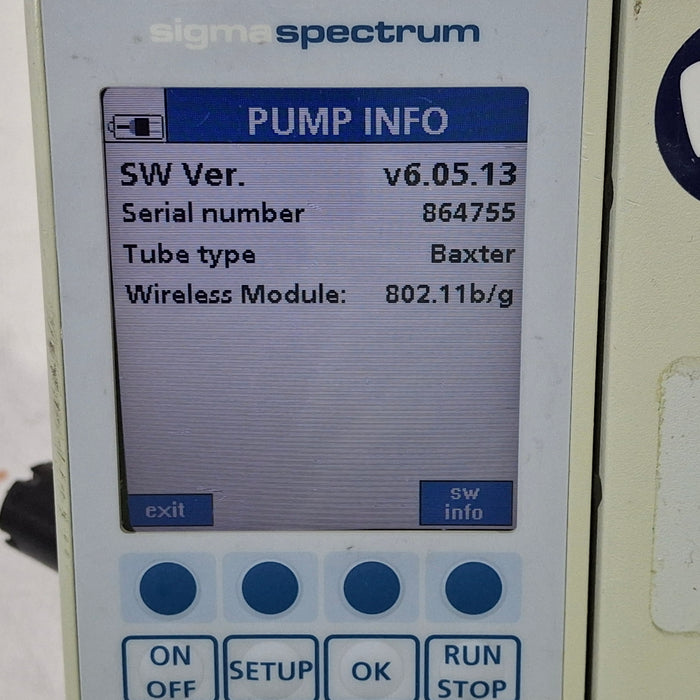 Baxter Sigma Spectrum 6.05.13 with B/G Battery Infusion Pump