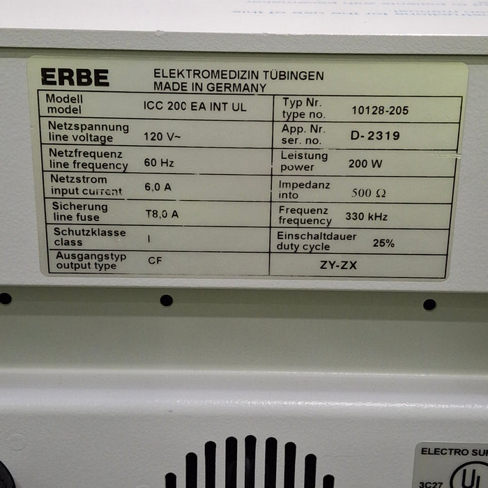 Erbe ICC 200/APC 300 ESU Electrosurgical