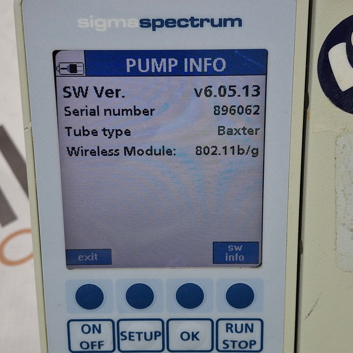 Baxter Sigma Spectrum 6.05.13 with B/G Battery Infusion Pump