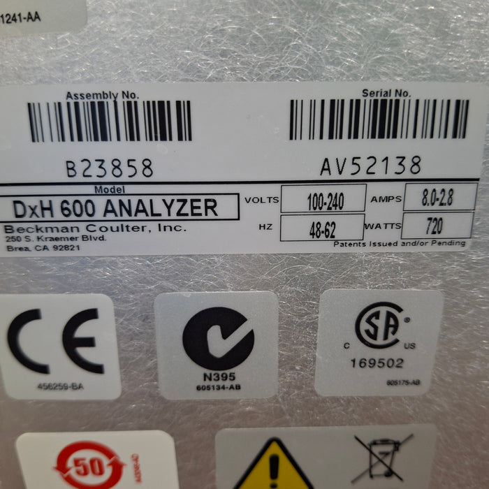 Beckman Coulter DxH 600 Hematology Analyzer Clinical Lab