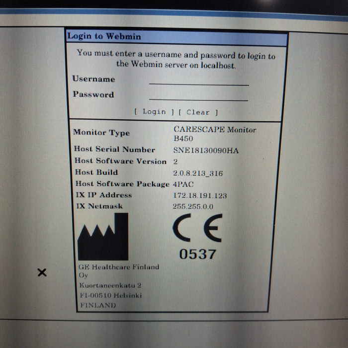 GE Healthcare Carescape B450 Patient Monitor