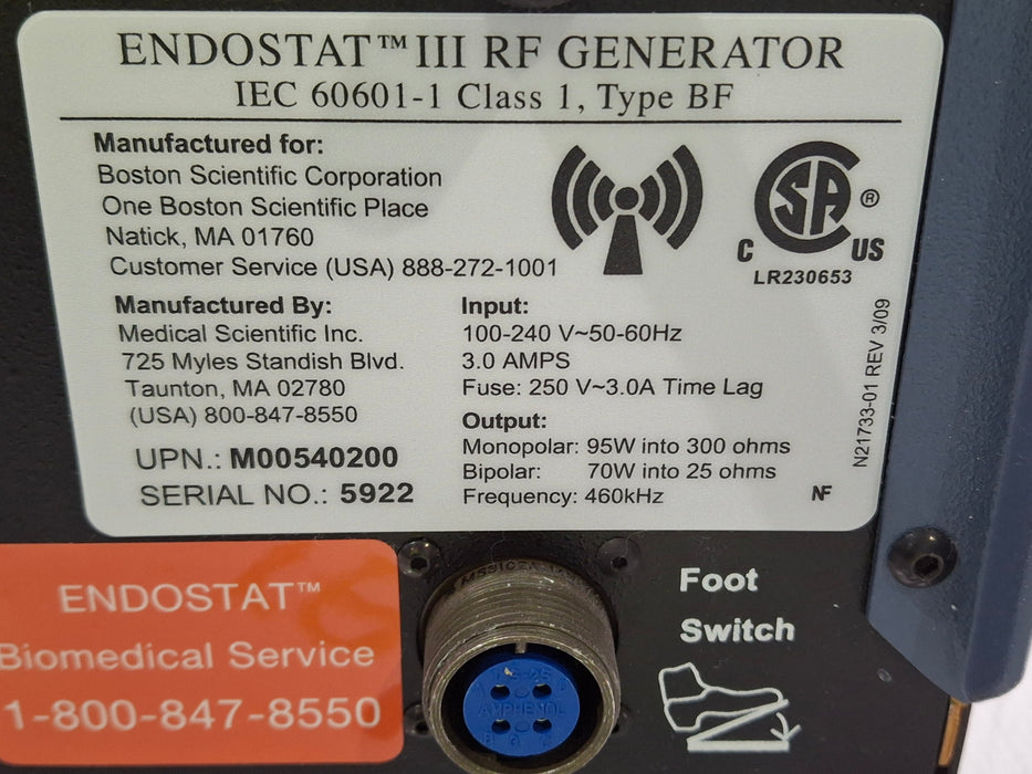 Boston Scientific Endostat III RF Generator