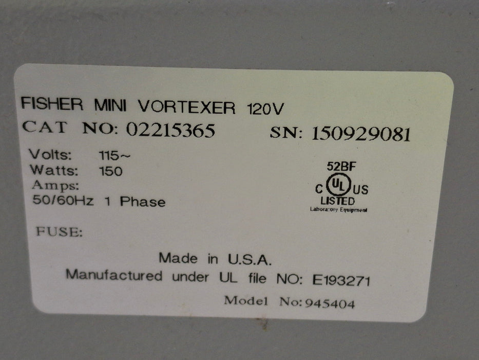 Fisher Scientific 02215365 Vortex Mixer