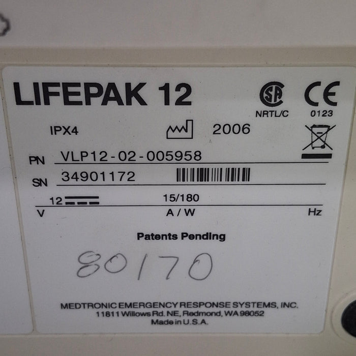 Physio-Control LifePak 12 3-Lead Defibrillator